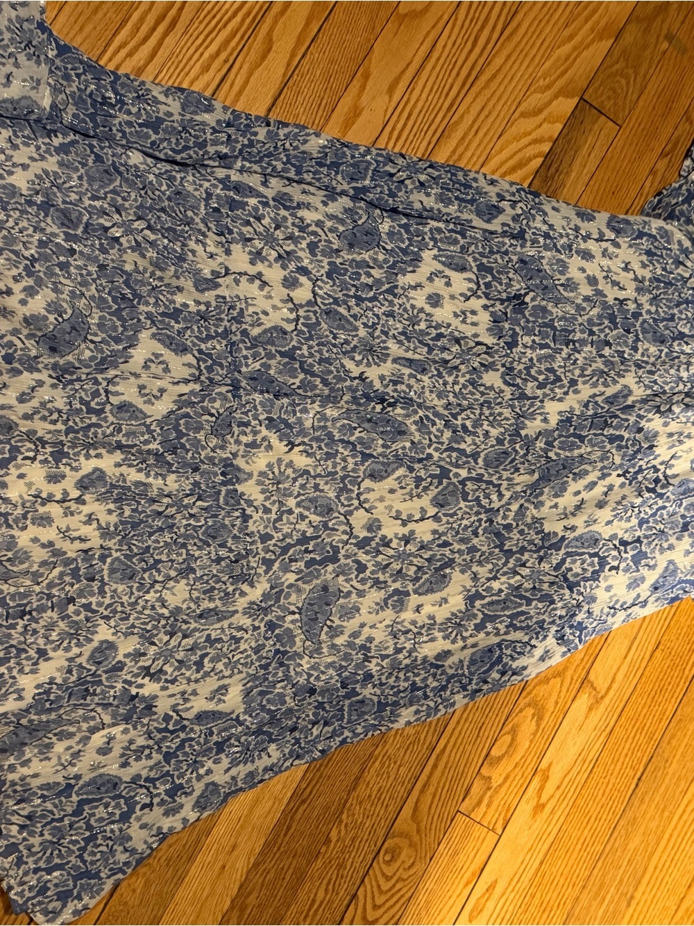 Sezane Light Blue Floral Off-the-Shoulder Midi Dress - Picture 8 of 13